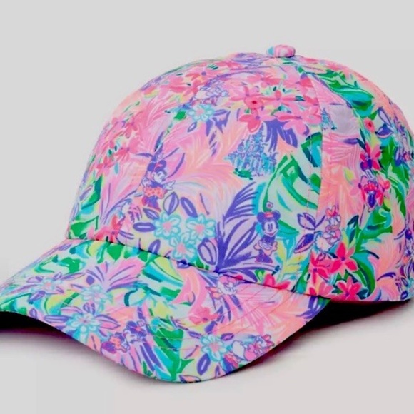 New Lilly Pulitzer Disney Dreamin Hat Baseball Cap Pink Minnie Daisy Castle - Picture 2 of 6